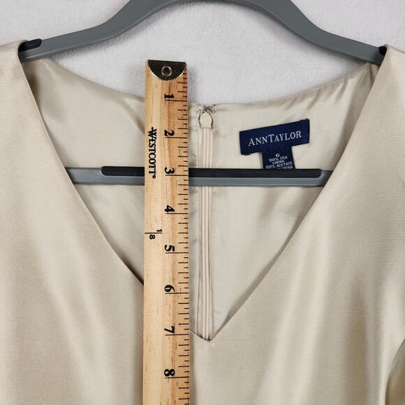 Ann Taylor 100% Cream Silk Sleeveless Vintage Dress & Coat Set  Women’s Size 6 - Picture 11 of 16